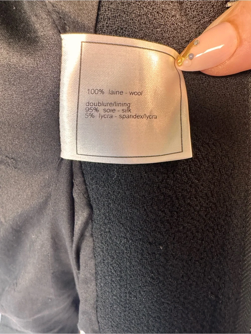 Chanel Boutique Vintage 1997 Black Wool Full-Zip Jacket Size 44 Made in France